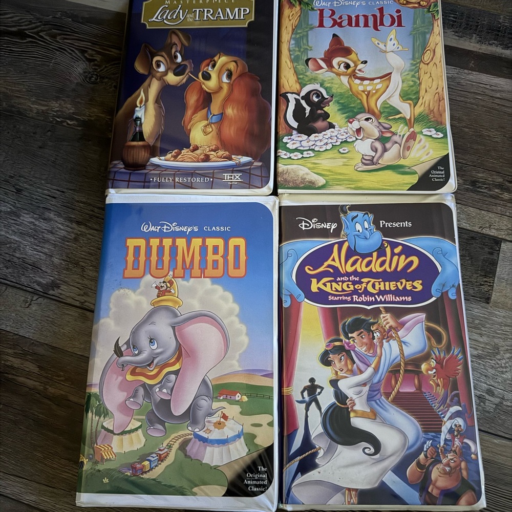 Disney Classic VHS Bambi, Dumbo, Lady and the Tramp, Aladdin King of Theifs